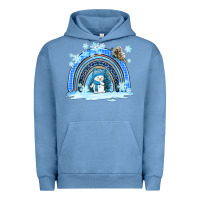 Pigment Pebble Blue winter   rainbow and snowman Urban Hoodie - AdoDesignShop