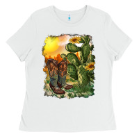 White western boots with cactus and desert Ladies Tee - RanaPortraitStore