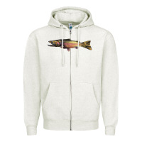 Oatmeal Heather Steelhead Trout Zipper Hoodie - LillyAllenDesigns