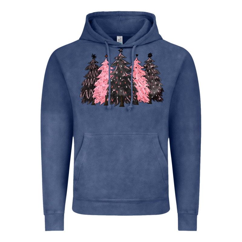 Pink Christmas Trees Vintage Hoodie by CowGirlArtShop | Teevron