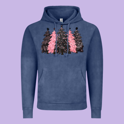 Pink Christmas Trees Vintage Hoodie Designed By Cowgirlartshop