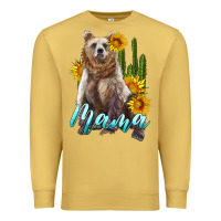 Antique Gold mama bear with sunflowers and cactus Premium Sweatshirt - Artiststas