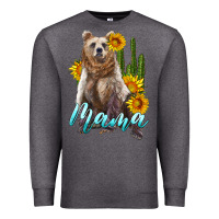 Charcoal Heather mama bear with sunflowers and cactus Premium Sweatshirt - Artiststas