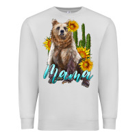 Dove Grey mama bear with sunflowers and cactus Premium Sweatshirt - Artiststas