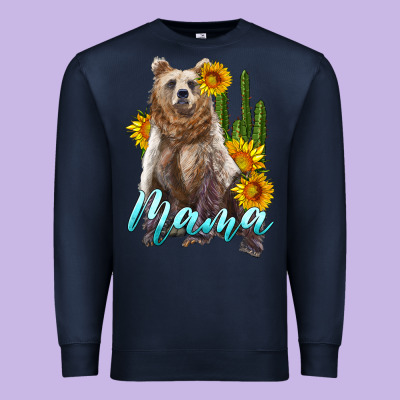 Mama Bear With Sunflowers And Cactus Premium Sweatshirt Designed By Artiststas