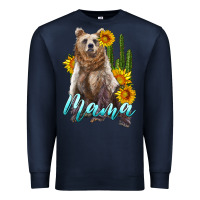 Navy mama bear with sunflowers and cactus Premium Sweatshirt - Artiststas
