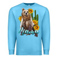 Ocean Blue mama bear with sunflowers and cactus Premium Sweatshirt - Artiststas