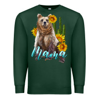 Sports Green mama bear with sunflowers and cactus Premium Sweatshirt - Artiststas