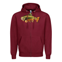 Burgundy leaping brook trout Zipper Hoodie - LillyAllenDesigns