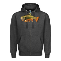 Charcoal Heather leaping brook trout Zipper Hoodie - LillyAllenDesigns