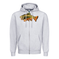 Heather Grey leaping brook trout Zipper Hoodie - LillyAllenDesigns