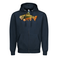 Navy leaping brook trout Zipper Hoodie - LillyAllenDesigns
