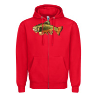Red leaping brook trout Zipper Hoodie - LillyAllenDesigns