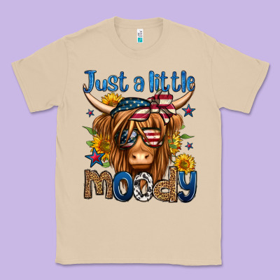 Just A Little Moody 4th Of July Long Haired Cow Classic Tee Designed By Jasminsmagicworld