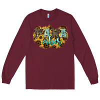 Burgundy Mama vibes leopard mother's day Long Sleeve Tee - HowdyJamesFarm