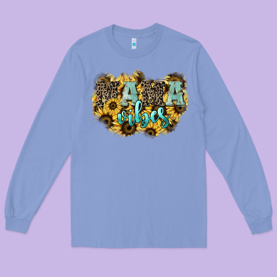 Mama Vibes Leopard Mother's Day Long Sleeve Tee Designed By Howdyjamesfarm