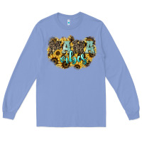 Colony Blue Mama vibes leopard mother's day Long Sleeve Tee - HowdyJamesFarm