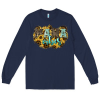 Navy Mama vibes leopard mother's day Long Sleeve Tee - HowdyJamesFarm