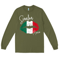 Army Green GGT Travel Souvenir Style SINALOA MX Flag Lips Long Sleeve Tee - trangStudio