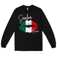 Black GGT Travel Souvenir Style SINALOA MX Flag Lips Long Sleeve Tee - trangStudio