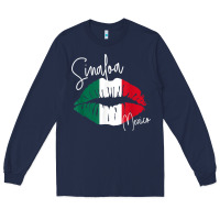Navy GGT Travel Souvenir Style SINALOA MX Flag Lips Long Sleeve Tee - trangStudio