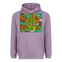 Lavender cactus and sunflowers turquoise leopard cowhide Heavyweight Hoodie - Artiststas