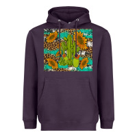 Plum cactus and sunflowers turquoise leopard cowhide Heavyweight Hoodie - Artiststas