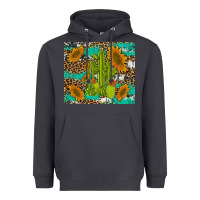 Smoke cactus and sunflowers turquoise leopard cowhide Heavyweight Hoodie - Artiststas