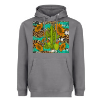 Storm cactus and sunflowers turquoise leopard cowhide Heavyweight Hoodie - Artiststas