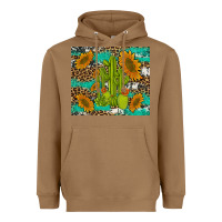 Toasted Coconut cactus and sunflowers turquoise leopard cowhide Heavyweight Hoodie - Artiststas