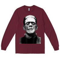 Burgundy Classic Halloween Monster Horror Movie Frankenstein Monster Long Sleeve Tee - trangStudio