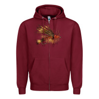 Burgundy Fish Fly Zipper Hoodie - LillyAllenDesigns