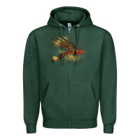 Sports Green Fish Fly Zipper Hoodie - LillyAllenDesigns