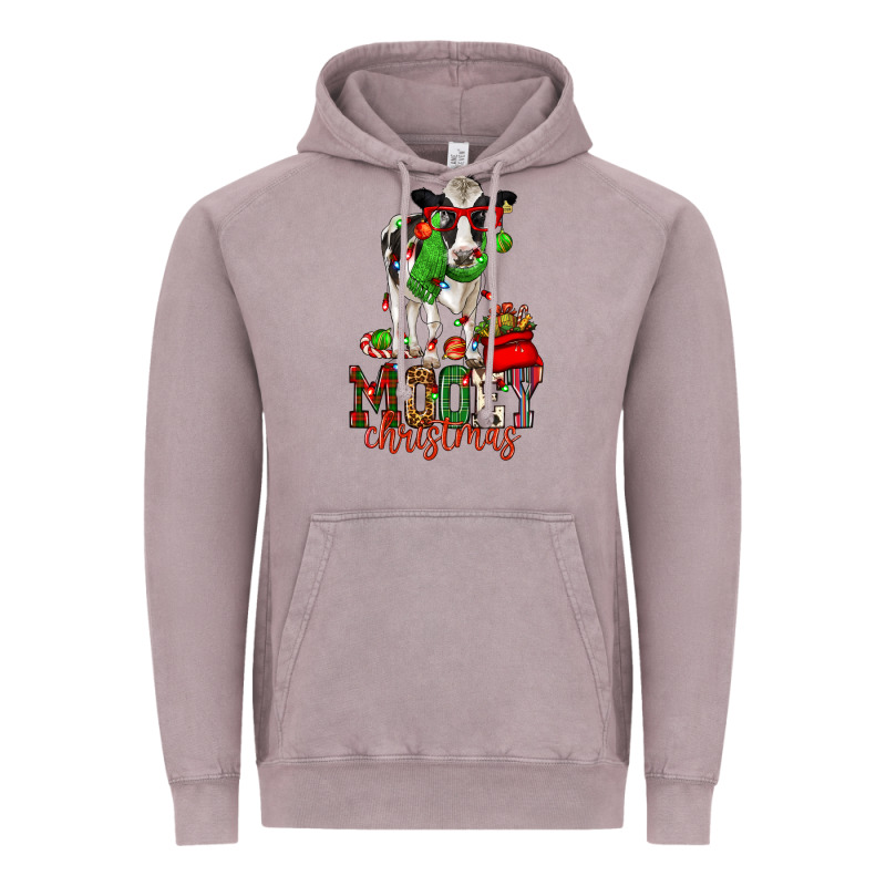 Mooey Christmas Holstein Cow Vintage Hoodie by CowGirlArtShop | Teevron
