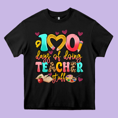 100 Days Of Doing Teacher Stuff Heavy Core Tee Designed By Artiststas