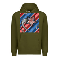 Army Green stripes & stars seamless pattern Premium Hoodie - BundleAndBundleShop