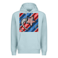 Blue Mist stripes & stars seamless pattern Premium Hoodie - BundleAndBundleShop
