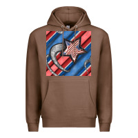 Chestnut stripes & stars seamless pattern Premium Hoodie - BundleAndBundleShop