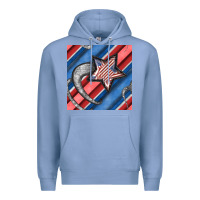 Colony Blue stripes & stars seamless pattern Premium Hoodie - BundleAndBundleShop