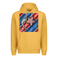 Mustard stripes & stars seamless pattern Premium Hoodie - BundleAndBundleShop
