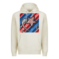 Oatmeal Heather stripes & stars seamless pattern Premium Hoodie - BundleAndBundleShop