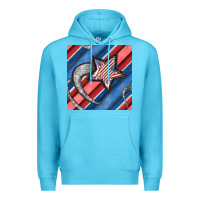 Ocean Blue stripes & stars seamless pattern Premium Hoodie - BundleAndBundleShop
