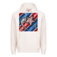 Pale Pink stripes & stars seamless pattern Premium Hoodie - BundleAndBundleShop