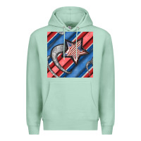 Seafoam stripes & stars seamless pattern Premium Hoodie - BundleAndBundleShop