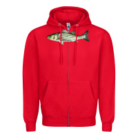 Red Striped Bass Zipper Hoodie - LillyAllenDesigns
