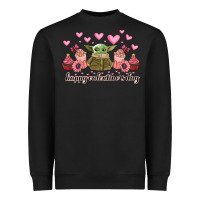 Black happy valentines day yoda Heavyweight Sweatshirt - CowhideDigitalArt