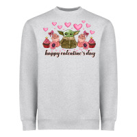 Heather Grey happy valentines day yoda Heavyweight Sweatshirt - CowhideDigitalArt