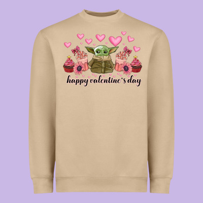 Happy Valentines Day Yoda Heavyweight Sweatshirt Designed By Cowhidedigitalart
