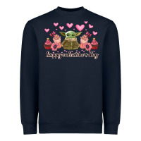 Navy happy valentines day yoda Heavyweight Sweatshirt - CowhideDigitalArt