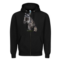 Black Raccoon Illustrations Zipper Hoodie - LillyAllenDesigns